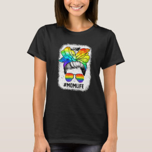 Free Mum Hugs Messy Bun Proud Mum Rainbow Lgbt Pri T-Shirt