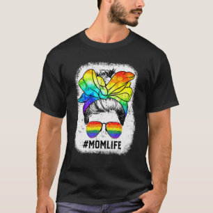 Free Mum Hugs Messy Bun Proud Mum Rainbow Lgbt Pri T-Shirt