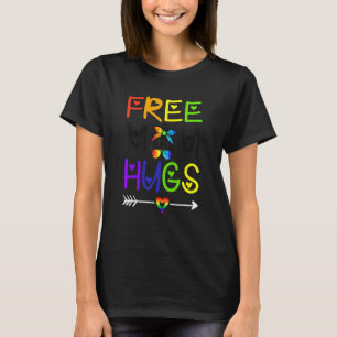 Free Mum Hugs Messy Bun Rainbow Heart Lgbt Pride M T-Shirt