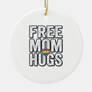 Free Mum Hugs Pride Heart Vintage T-Shirt Design_1 Ceramic Tree Decoration