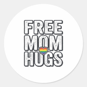 Free Mum Hugs Pride Heart Vintage T-Shirt Design_1 Classic Round Sticker