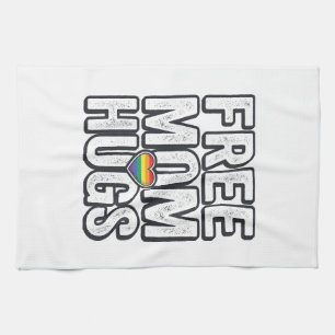 Free Mum Hugs Pride Heart Vintage T-Shirt Design_1 Tea Towel
