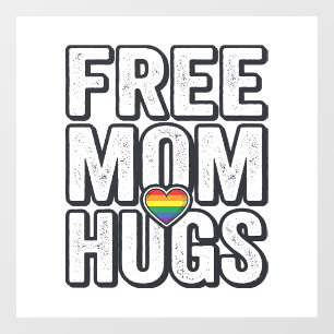 Free Mum Hugs Pride Heart Vintage T-Shirt Design_1 Window Cling