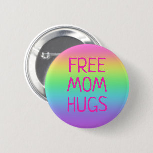 Free Mum Hugs Rainbow Button
