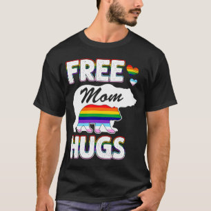 Free Mum Hugs Rainbow Grey Pride LGBT T-Shirt