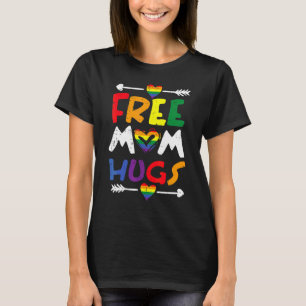 Free Mum Hugs Rainbow Heart Gay Pride Flag LGBTQ M T-Shirt