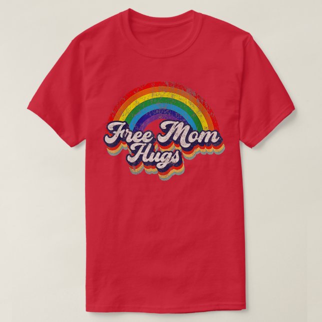 Free Mum Hugs Rainbow Heart LGBT Flag LGBT Pride M T-Shirt (Design Front)