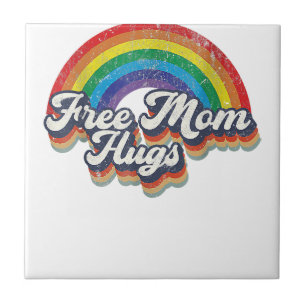 Free Mum Hugs Rainbow Heart LGBT Flag LGBT Pride M Tile