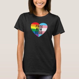 Free Mum Hugs Rainbow Heart Lgbt Mum Proud Mum Lgb T-Shirt