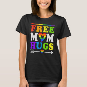 Free Mum Hugs  Rainbow Heart Lgbt Pride Gay Month T-Shirt