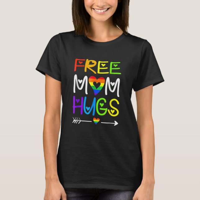 Free Mum Hugs  Rainbow Heart Lgbt Pride Month 2 T-Shirt (Front)