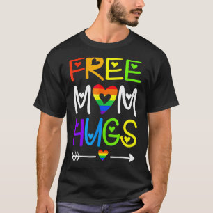 Free Mum Hugs  Rainbow Heart Lgbt Pride Month T-Shirt
