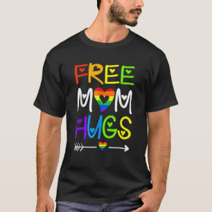 Free Mum Hugs  Rainbow Heart Lgbt Pride Month T-Shirt
