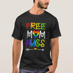 Free Mum Hugs Rainbow Heart Lgbt Pride Month T-Shirt