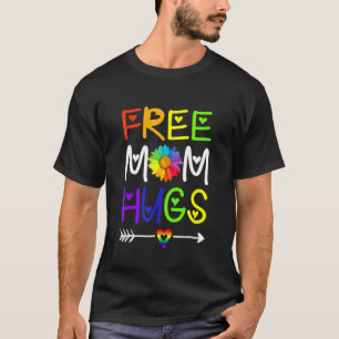 Free Mum Hugs  Rainbow Heart Lgbt Pride Month T-Shirt