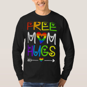 Free Mum Hugs  Rainbow Heart Lgbt Pride Month T T-Shirt
