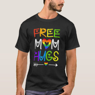 Free Mum Hugs  Rainbow Heart Lgbt T-Shirt