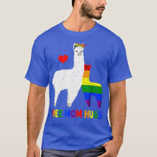 Free Mum Hugs Rainbow Heart Mama Llama LGBT Pride T-Shirt