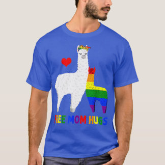 Free Mum Hugs Rainbow Heart Mama Llama LGBT Pride  T-Shirt