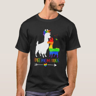 Free Mum Hugs Rainbow Heart Mama Llama Lgbt Pride  T-Shirt