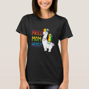 Free Mum Hugs Rainbow Heart Mama Llama Lgbt Pride T-Shirt