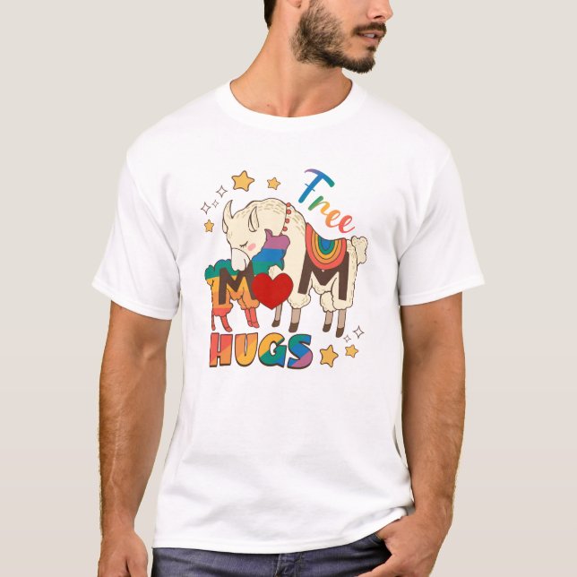 Free Mum Hugs – Rainbow Sheep LGBTQ Pride Hug T-Shirt (Front)
