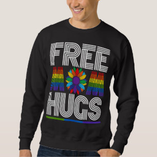 Free Mum Hugs Rainbow Sunflower Gay Pride Lgbtq Ma Sweatshirt