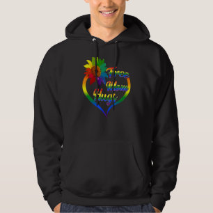 Free Mum Hugs Rainbow Sunflower Heart Lgbt Pride Hoodie