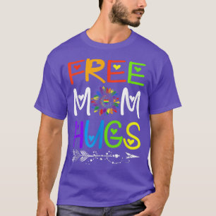 Free Mum Hugs Rainbow Sunflower LGBT Pride Month T-Shirt