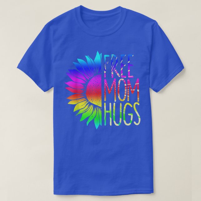 Free Mum Hugs Shirt - LGBT Rainbow Sunflower T-Shi (Design Front)