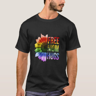Free Mum Hugs Shirt LGBT Rainbow Sunflower T Shirt