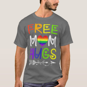Free Mum Hugs T Rainbow Heart LGBT Pride Month T-Shirt