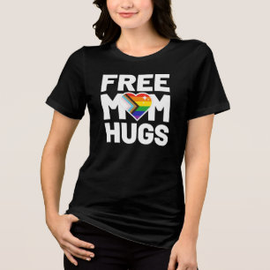 Free Mum Hugs T-shirt, Rainbow Gay Pride Shirt, LG Tri-Blend Shirt