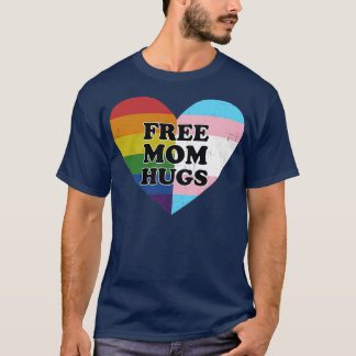Free mum hugs with rainbow and transgender flag he T-Shirt