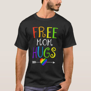 Free Mum Hugs With Rainbow Heart Lgbt Flag Pride M T-Shirt