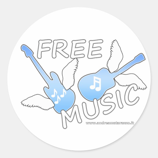 Free Music  Classic Round Sticker (Front)
