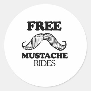FREE MUSTACHE RIDES CLASSIC ROUND STICKER