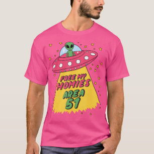 Free My Homies Area 51 Retro Green Face Alien Funn T-Shirt