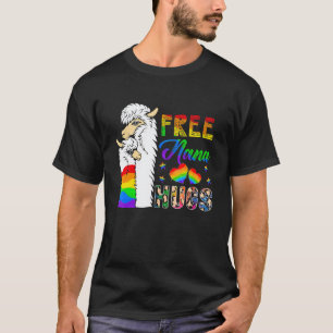Free Nana Hugs Leopard Two Llamas Proud Lgbt Suppo T-Shirt