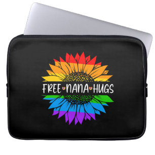 Free Nana Hugs Rainbow Sunflower LGBT Gay Pride Laptop Sleeve