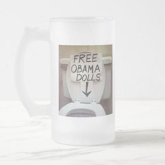 FREE OBAMA DOLLS FROSTED GLASS BEER MUG (Left)