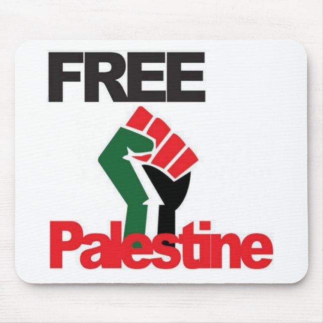 Free Palestine - فلسطين علم  - Palestinian Flag Mouse Mat (Front)