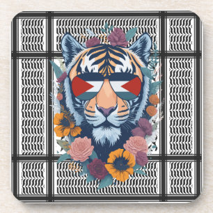 Free Palestine ARABIC WITH MAP tiger Coaster