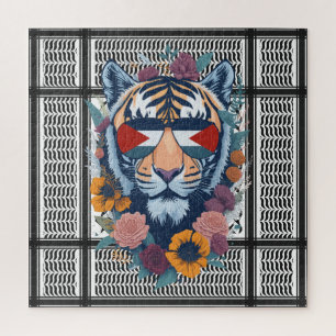 Free Palestine ARABIC WITH MAP tiger Jigsaw Puzzle