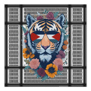Free Palestine ARABIC WITH MAP tiger Poster
