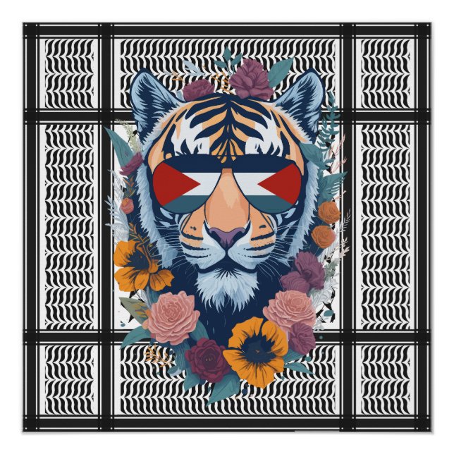 Free Palestine ARABIC WITH MAP tiger Poster (Front)