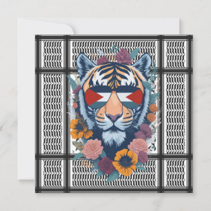 Free Palestine ARABIC WITH MAP tiger Thank You Card