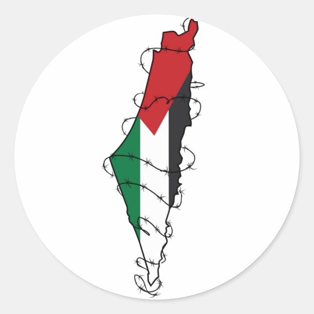 Free Palestine Barbed Wire Map Palestinian Freedom Classic Round Sticker (Front)