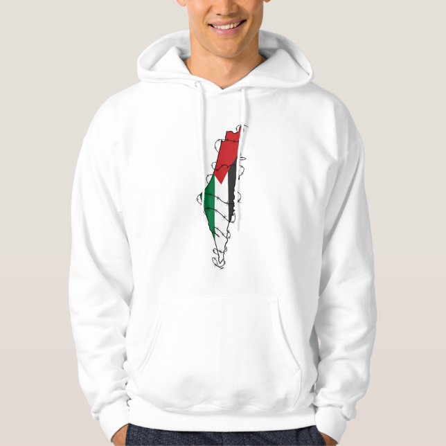 Free Palestine Barbed Wire Map Palestinian Freedom Hoodie (Front)