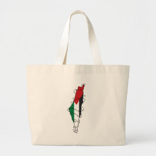Free Palestine Barbed Wire Map Palestinian Freedom Large Tote Bag